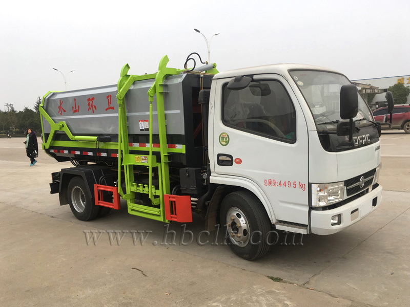 东风6方挂桶垃圾车带对接车（蓝牌 柴油）
